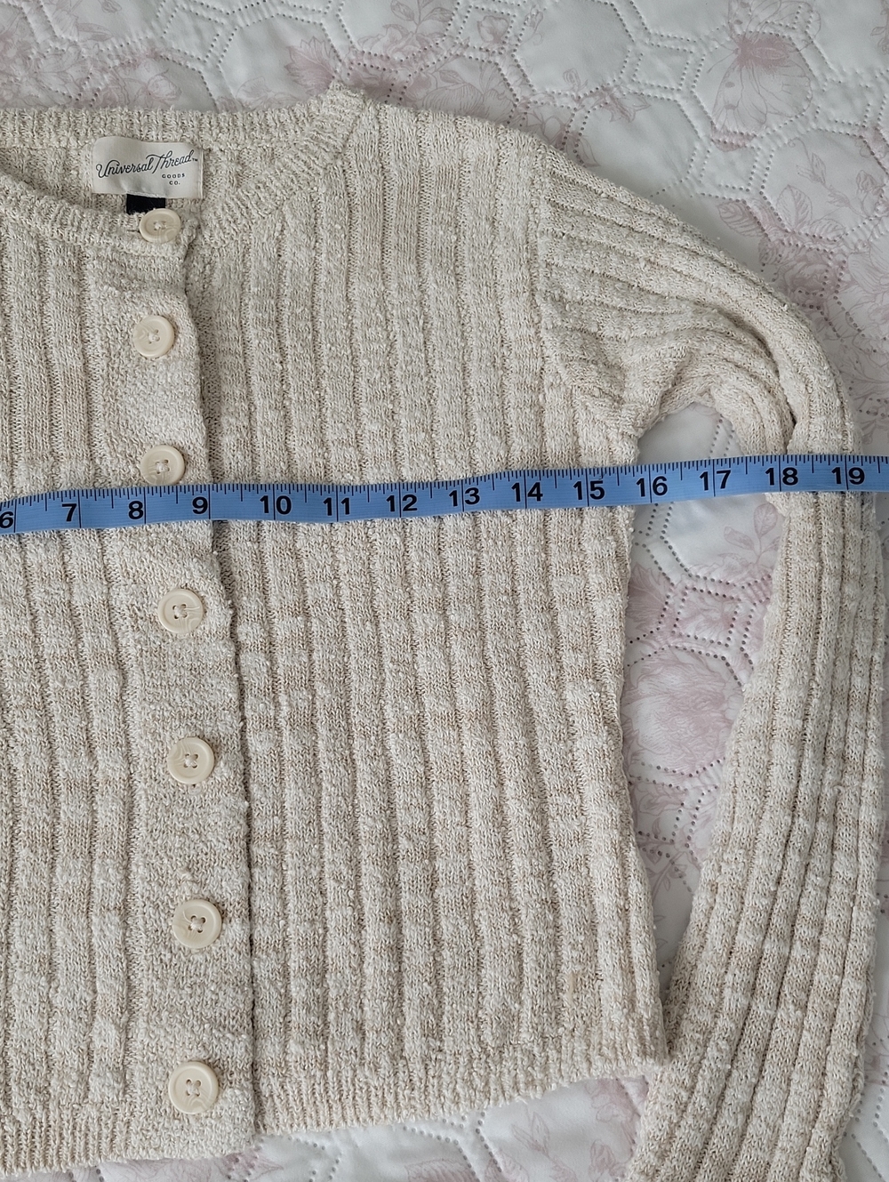 Universal Thread Cream Ribbed Button-Front Cardigan - Picture 6 of 11